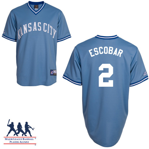 Alcides Escobar #2 Youth Baseball Jersey-Kansas City Royals Authentic Alternate 1 Blue Cool Base MLB Jersey